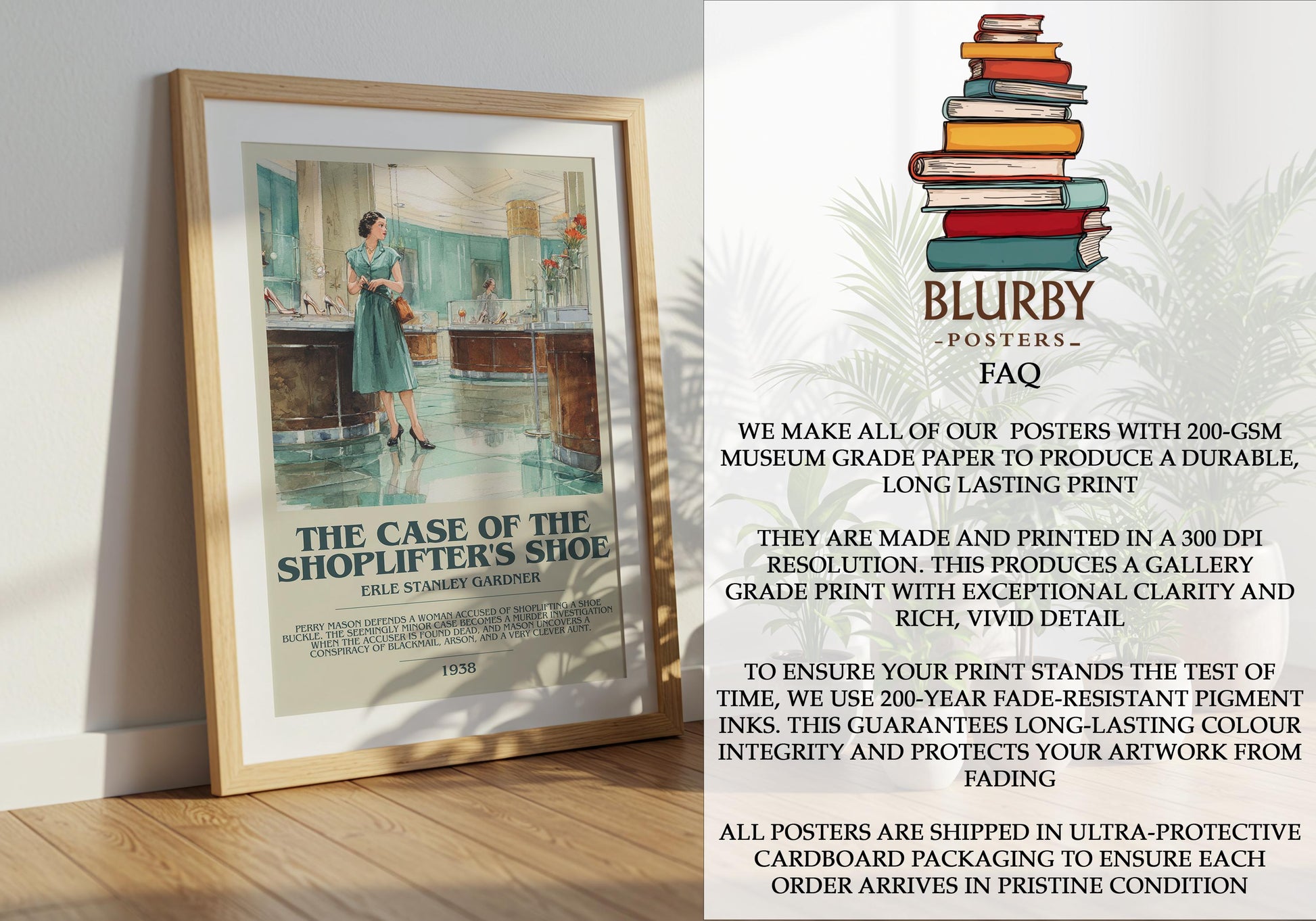 The Case of the Shoplifter's Shoe by Erle Stanley Gardner | Descriptive Modern Book Art | Poster