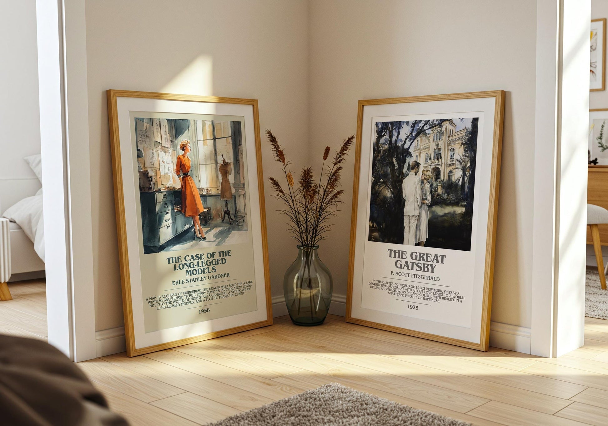 The Case of the Long-legged Models bookish print on bookshelf – Erle Stanley Gardner fan gift
