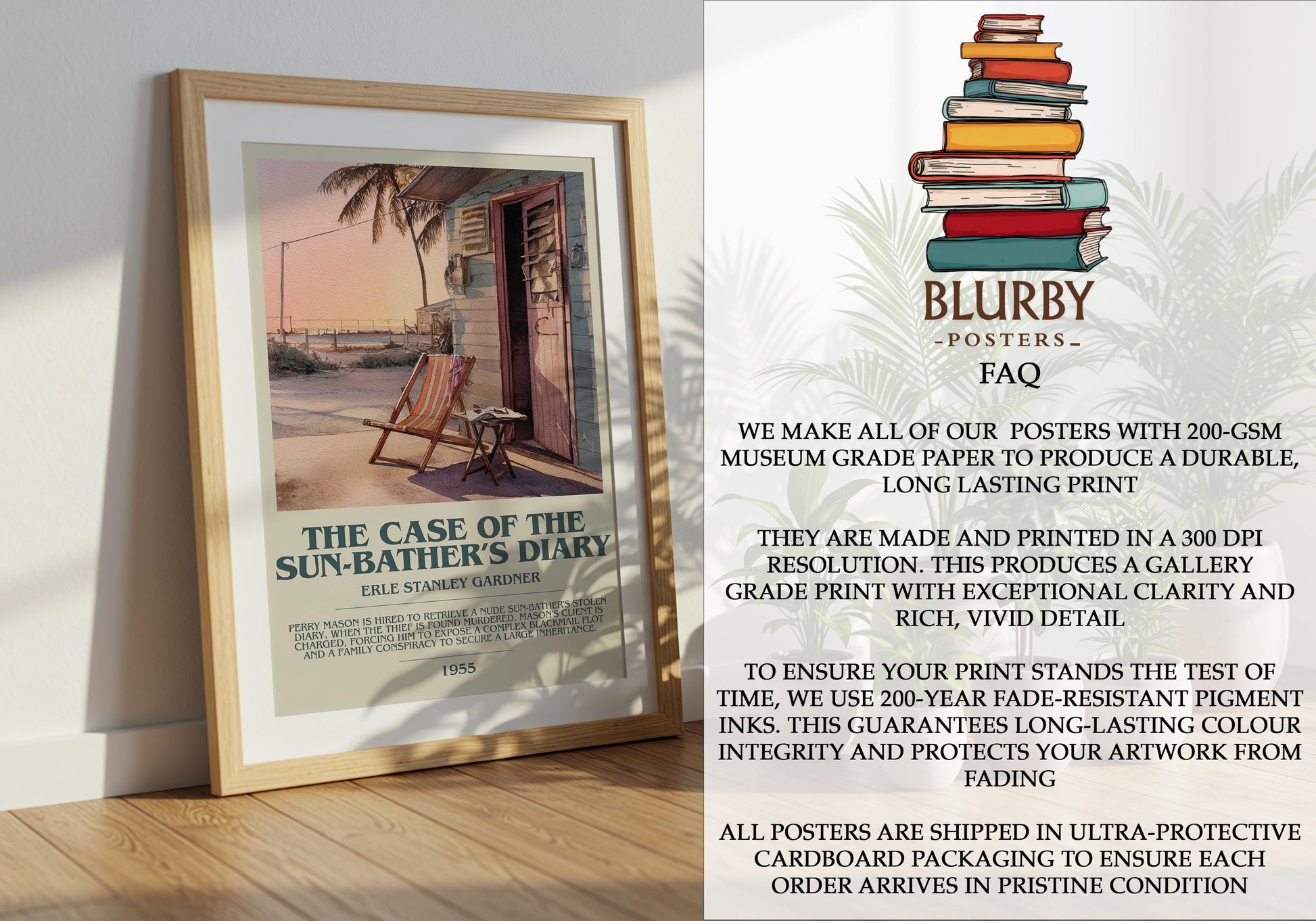 The Case of the Sunbathers Diary by Erle Stanley Gardner | Descriptive Modern Book Art | Poster