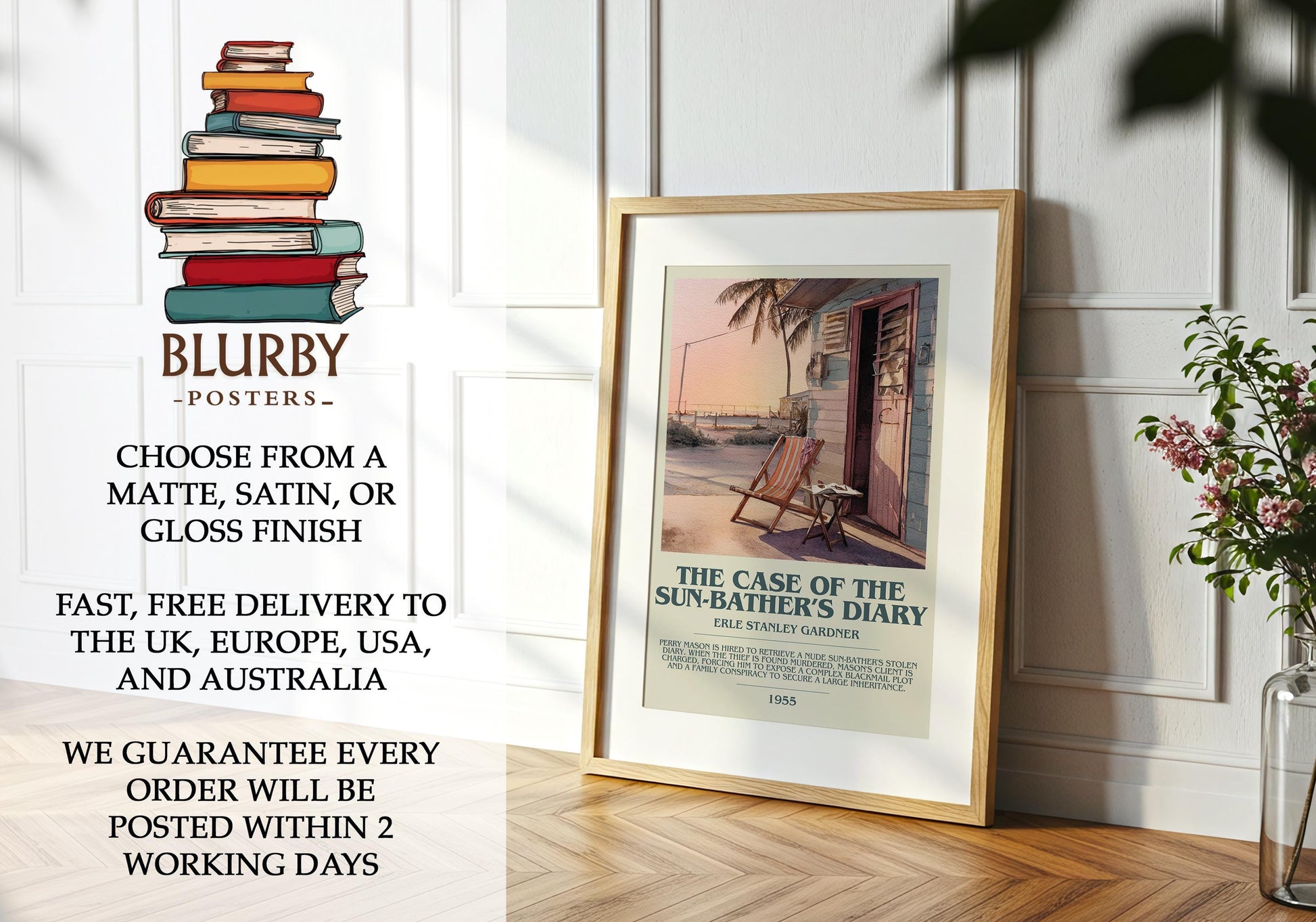 The Case of the Sunbathers Diary by Erle Stanley Gardner | Descriptive Modern Book Art | Poster