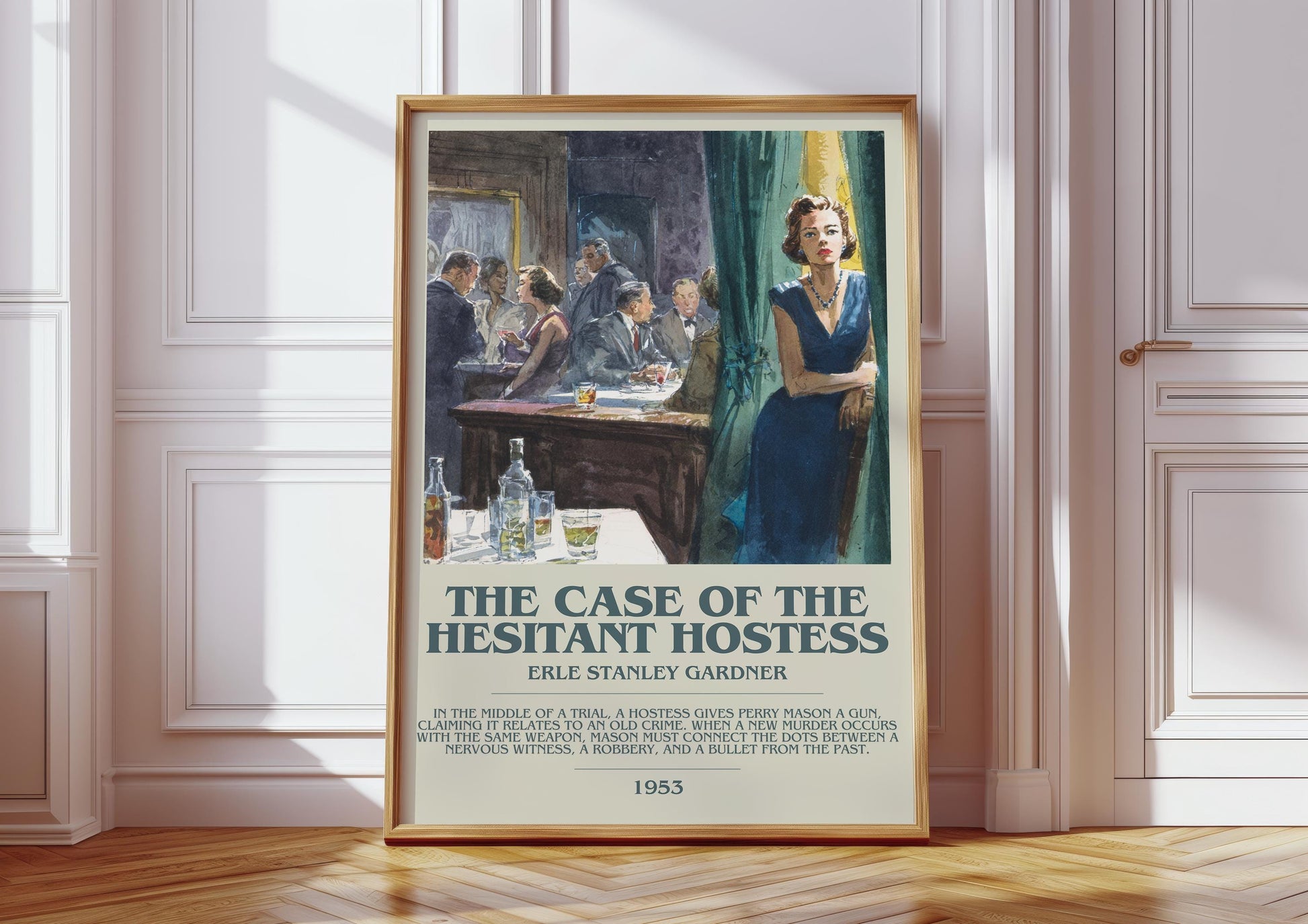 The Case of the Hesitant Hostess by Erle Stanley Gardner | Descriptive Modern Book Art | Poster