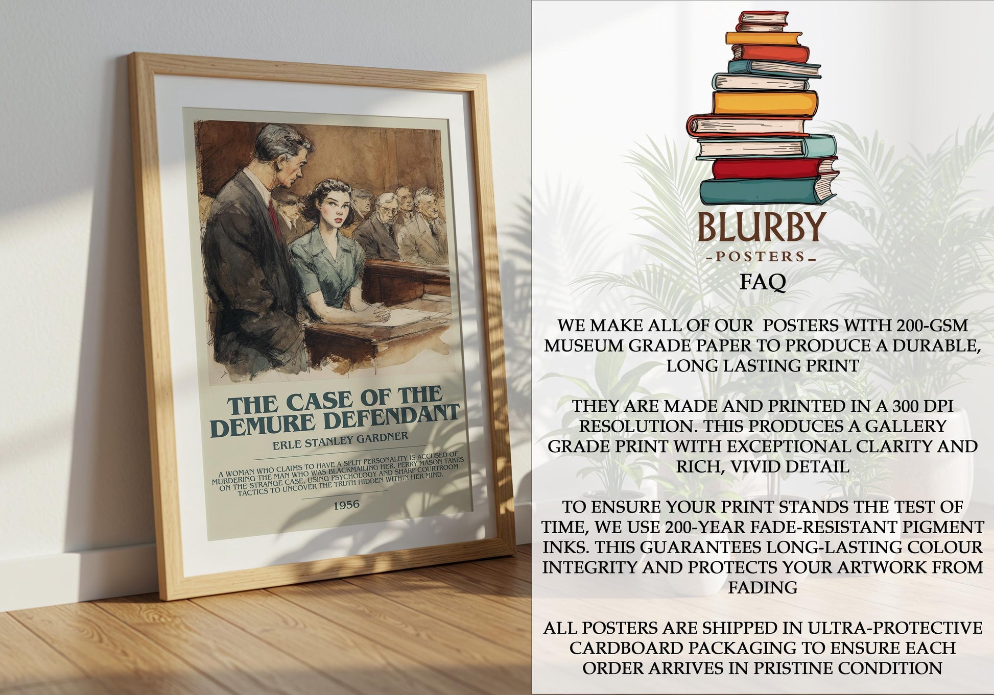 The Case of the Demure Defendant by Erle Stanley Gardner | Descriptive Modern Book Art | Poster