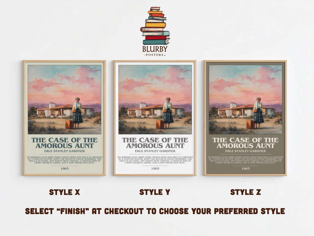The Case of the Amorous Aunt bookish poster colour and style options – Erle Stanley Gardner book art (mockup)