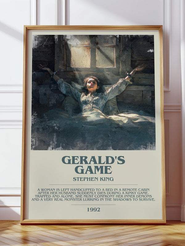 Gerald's Game bookish print in frame leaning in hallway – horror wall art