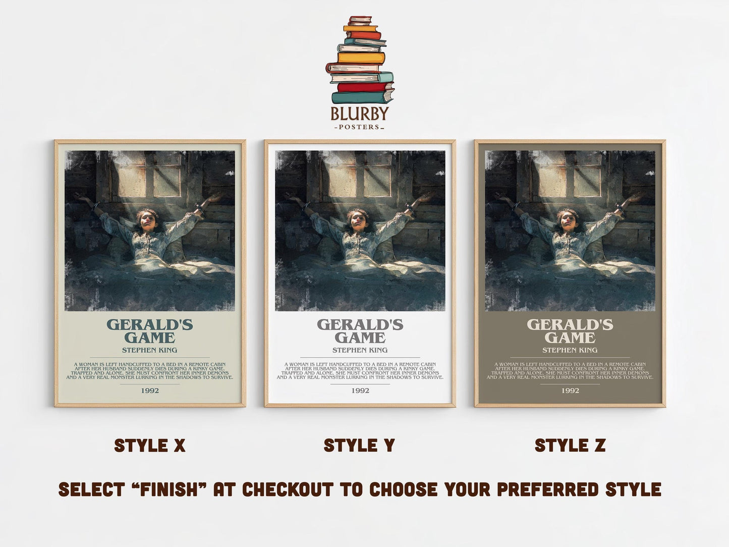 Gerald's Game bookish poster colour and style options – Stephen King book art