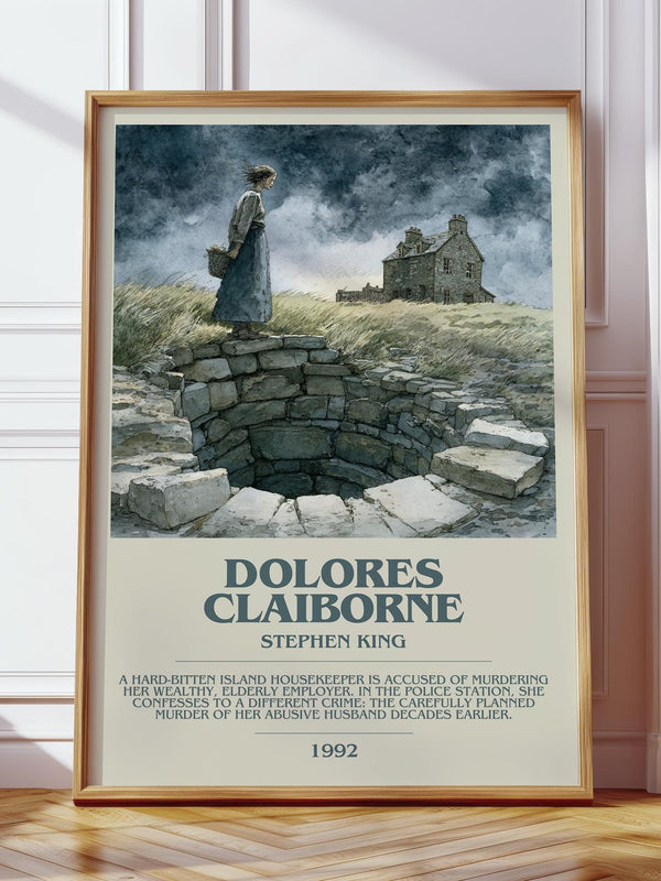 Dolores Claiborne bookish print in frame leaning in hallway – thriller wall art