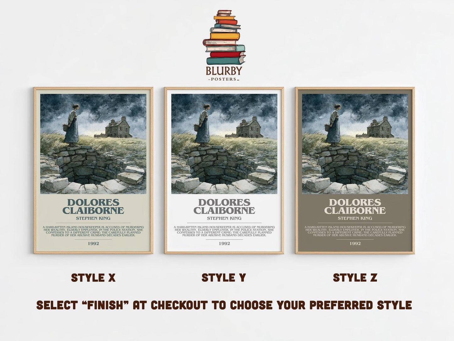 Dolores Claiborne bookish poster colour and style options – Stephen King book art