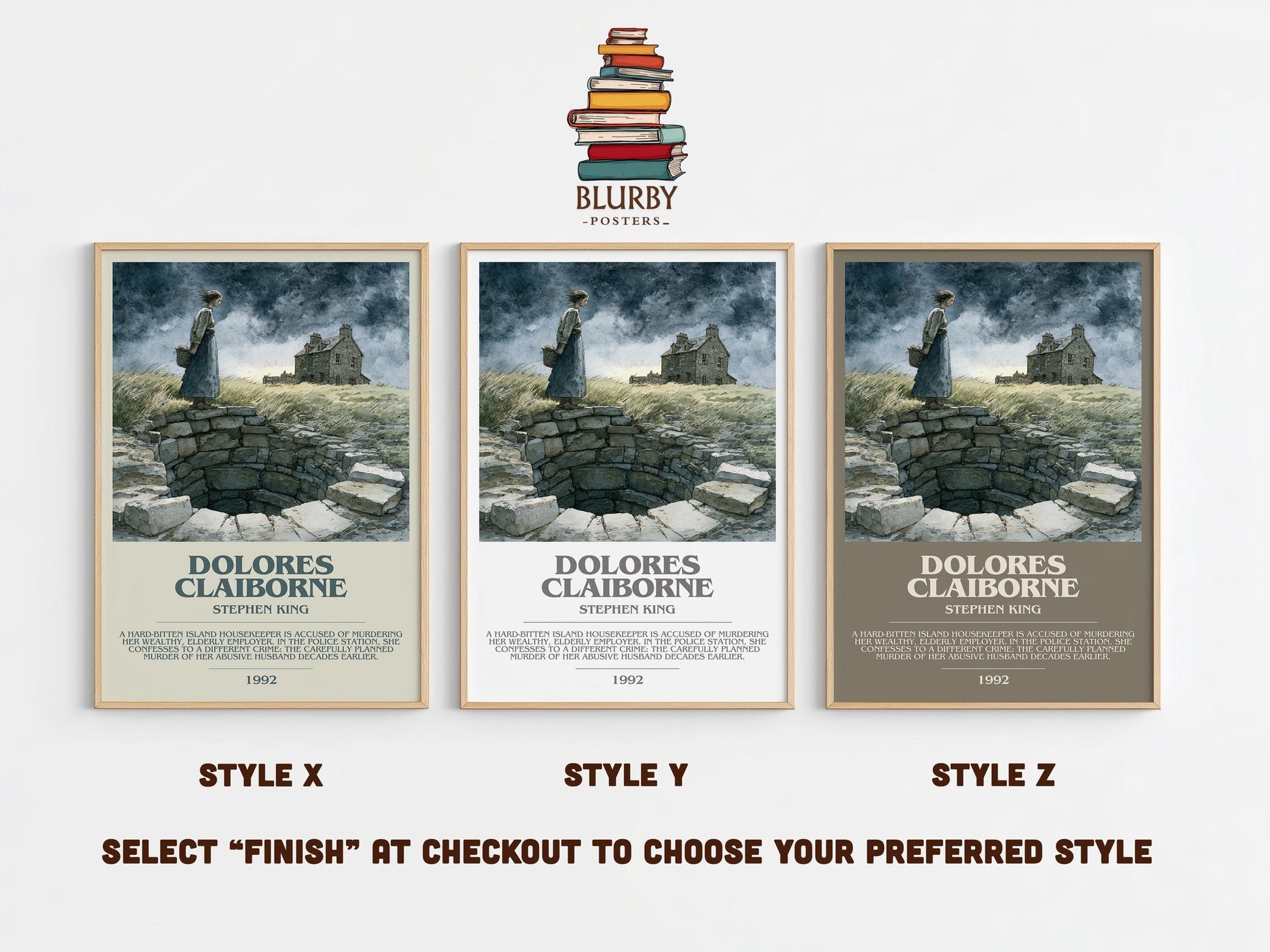 Dolores Claiborne bookish poster colour and style options – Stephen King book art