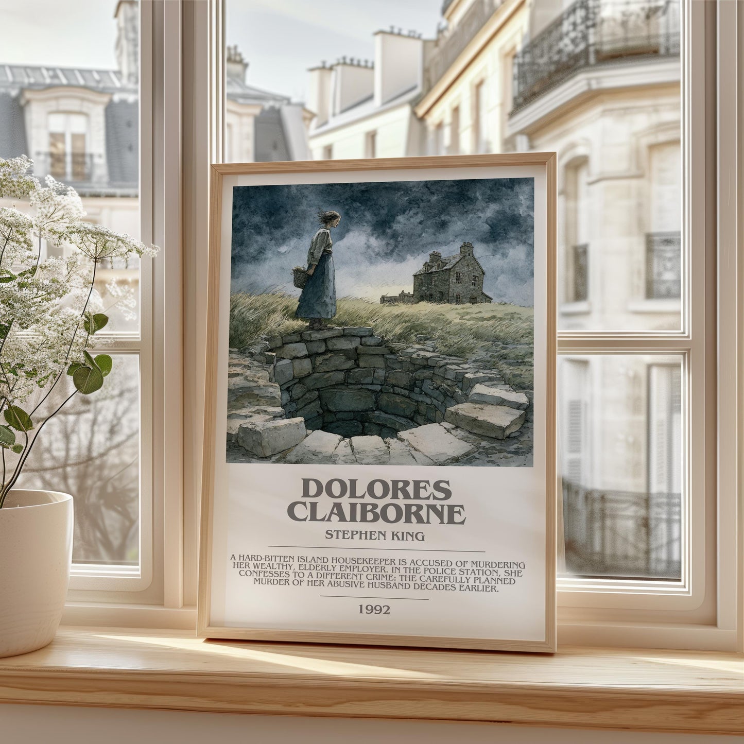 Dolores Claiborne bookish print framed by window – literary home decor