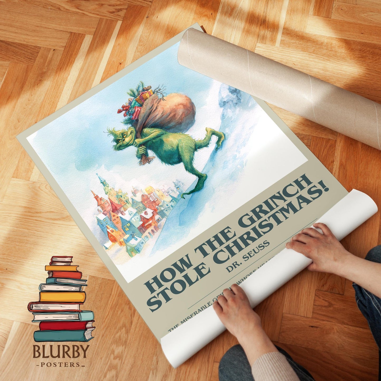 How the Grinch Stole Christmas book poster packaging – museum-quality print rolled in protective tube