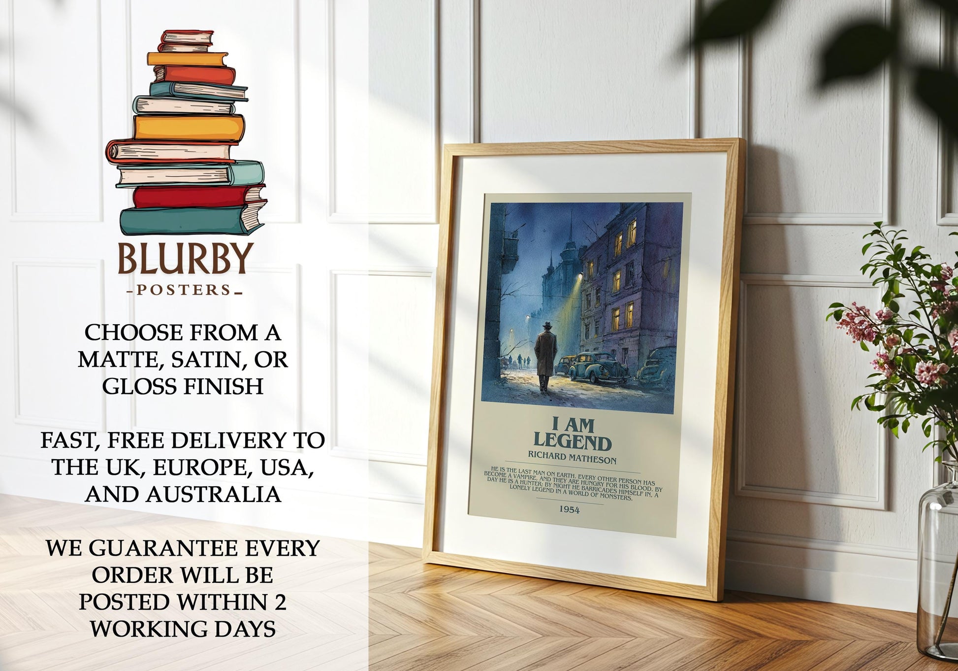 I Am Legend by Richard Matheson | Book Poster | Literary Art Gift For Book Lover | Novel Inspired Wall Art
