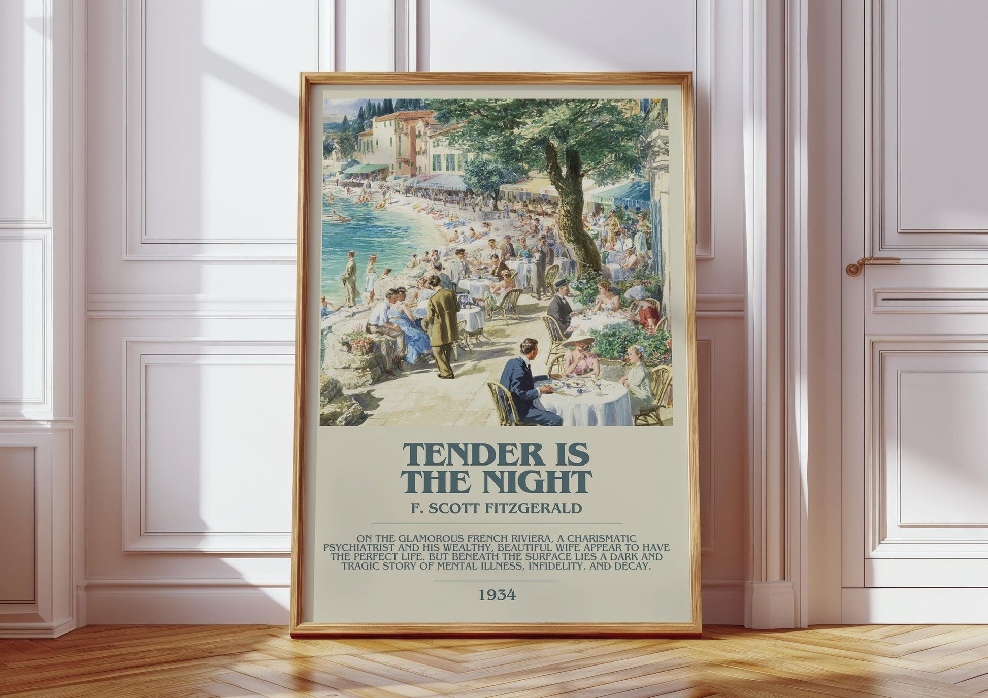 Tender Is the Night bookish print in frame leaning in hallway – classic literature wall art