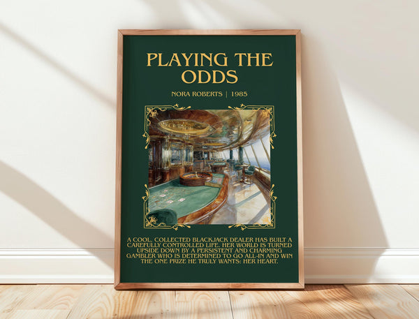 Playing the Odds minimalist print in frame leaning in hallway – romance wall art