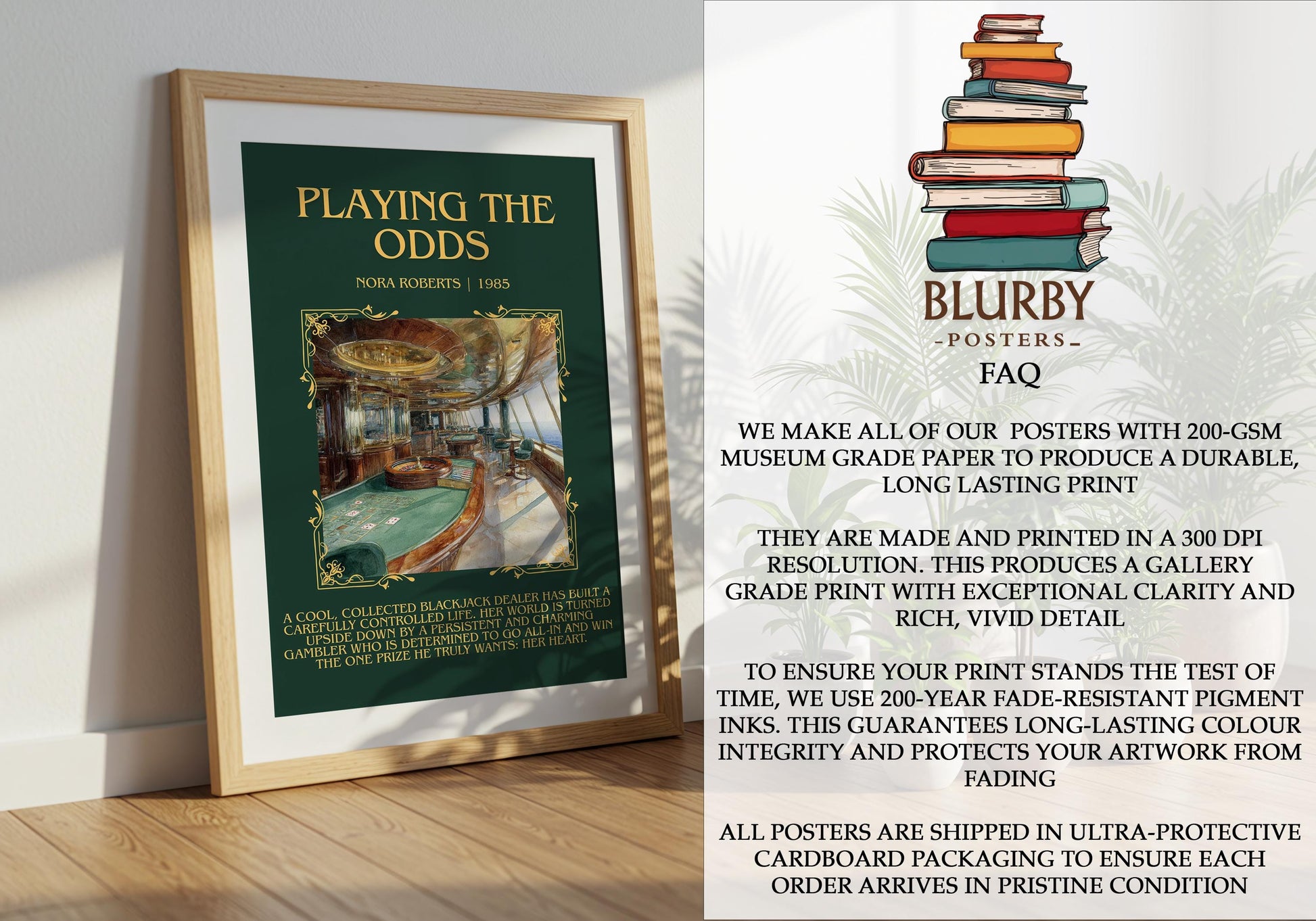 Playing The Odds by Nora Roberts | Book Poster | Literary Art Gift For Book Lover | Novel Inspired Wall Art | Free Delivery