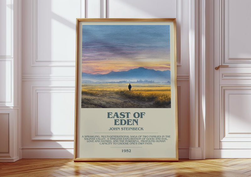 East of Eden bookish print in frame leaning in hallway – classic literature wall art
