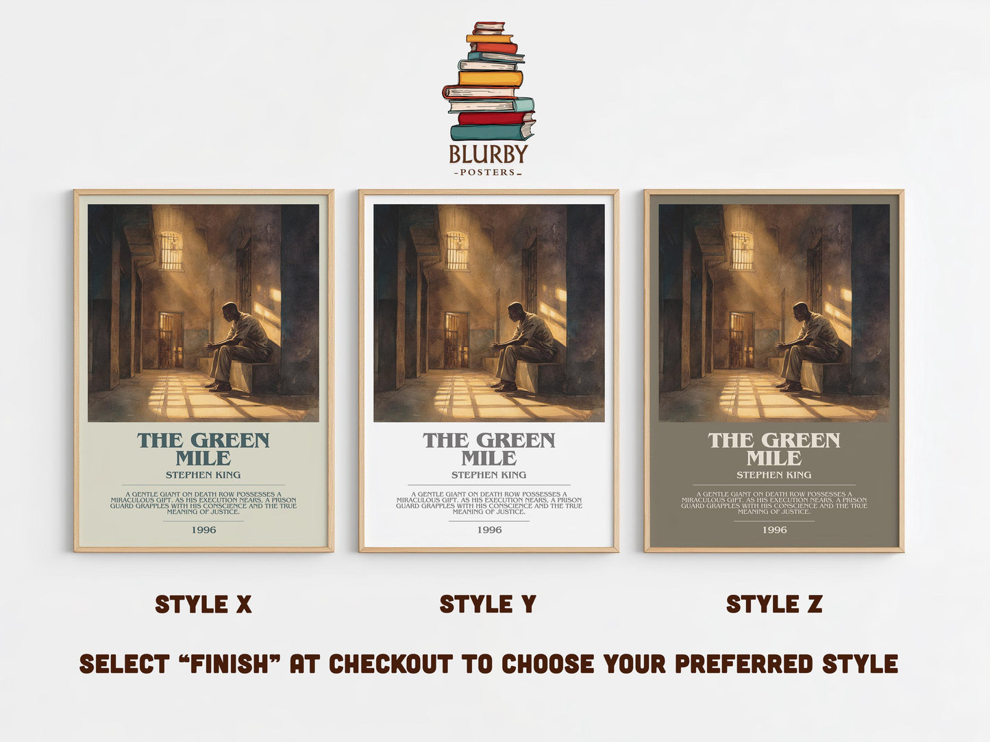 The Green Mile bookish poster colour and style options – Stephen King book art