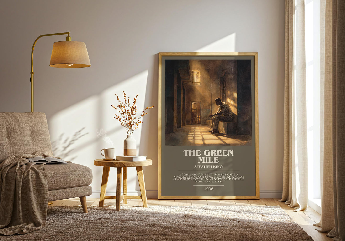 The Green Mile bookish print on bookshelf – Stephen King fan gift