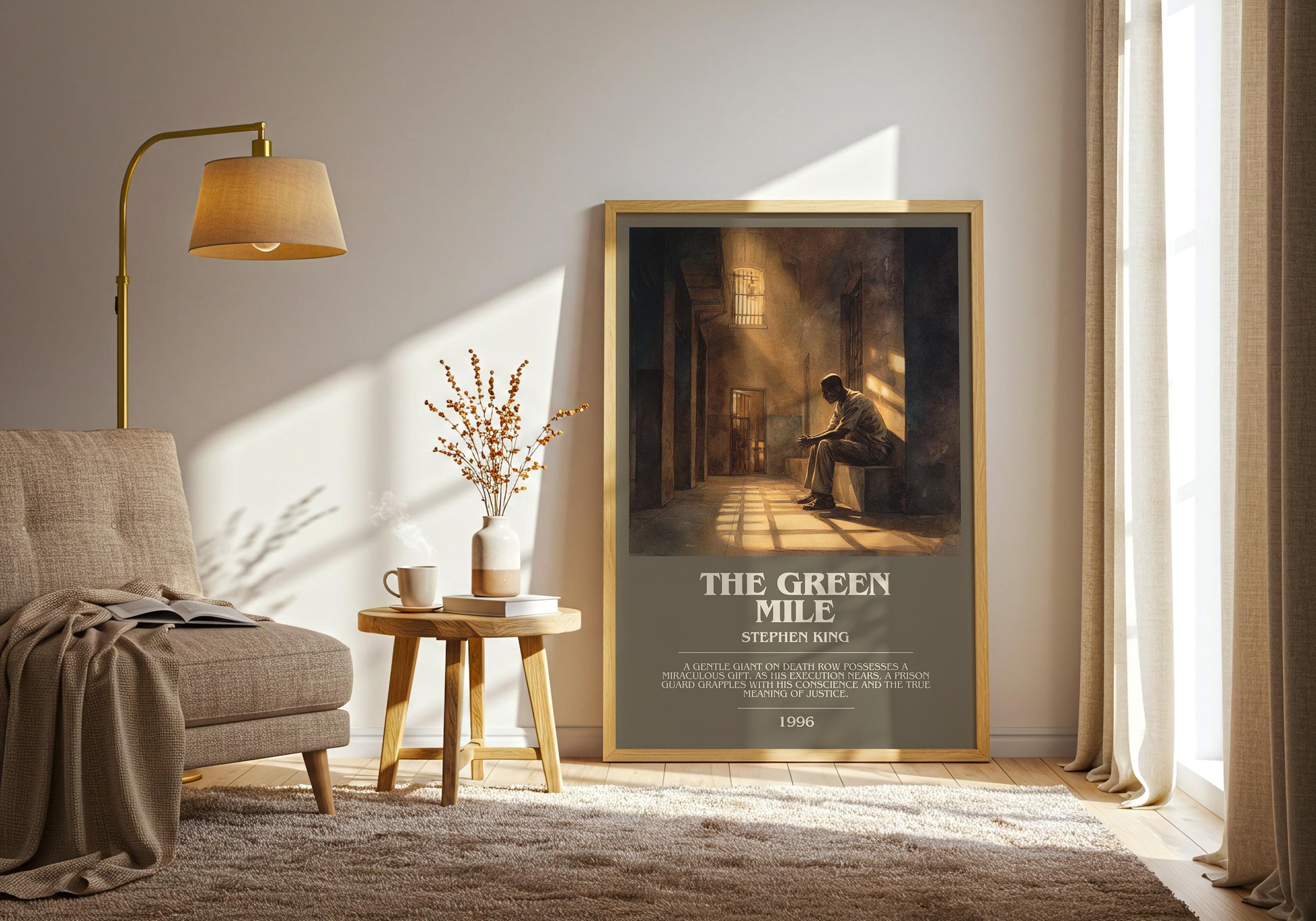 The Green Mile bookish print on bookshelf – Stephen King fan gift