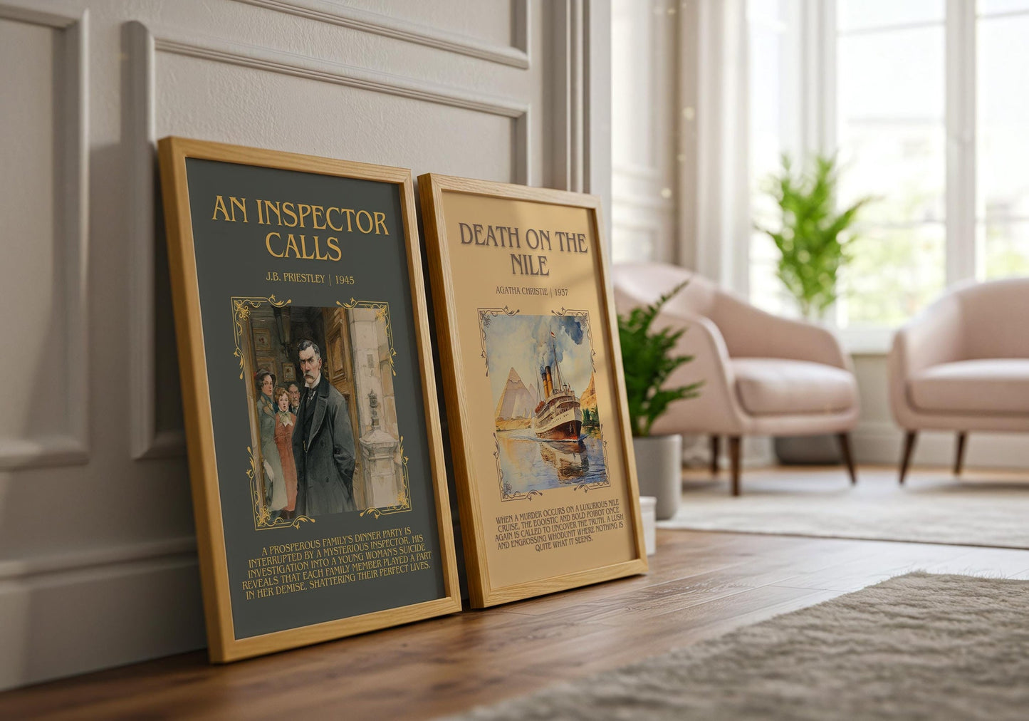 An Inspector Calls minimalist book poster framed on wall – classic literature wall art