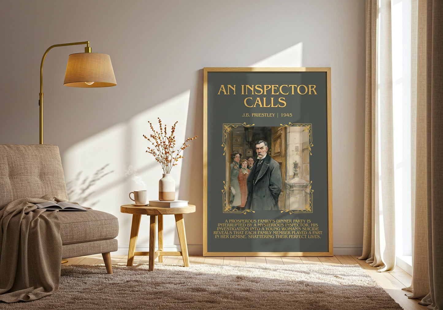 An Inspector Calls minimalist poster paper finish options – matte satin gloss