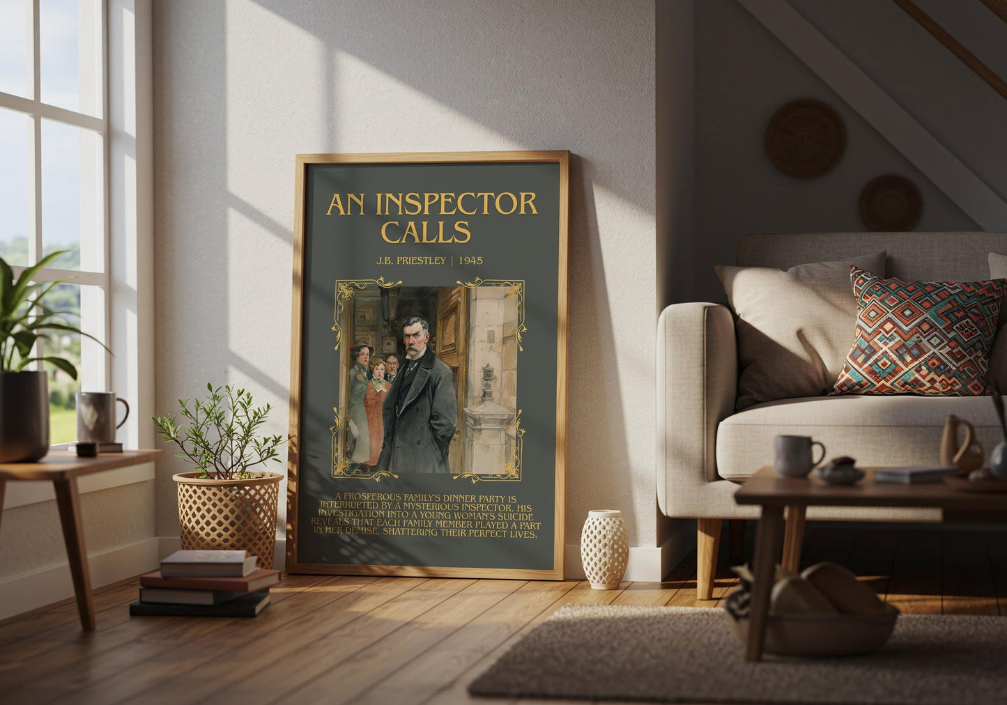 An Inspector Calls minimalist poster paired in gallery wall – literary art prints