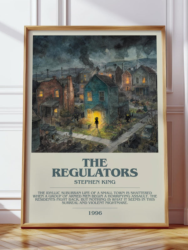 The Regulators bookish print in frame leaning in hallway – horror wall art