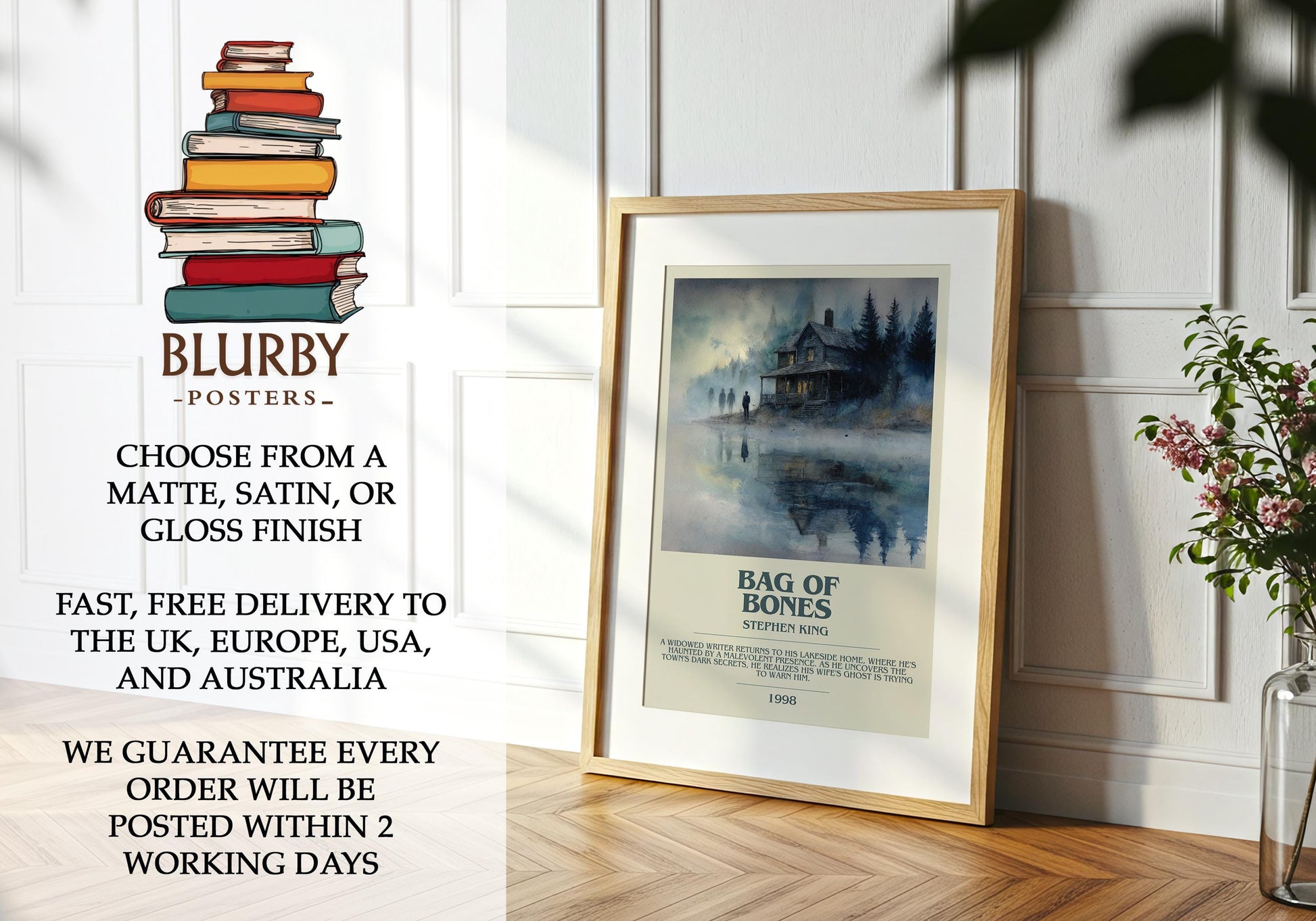 Bag of Bones book poster packaging – museum-quality print rolled in protective tube