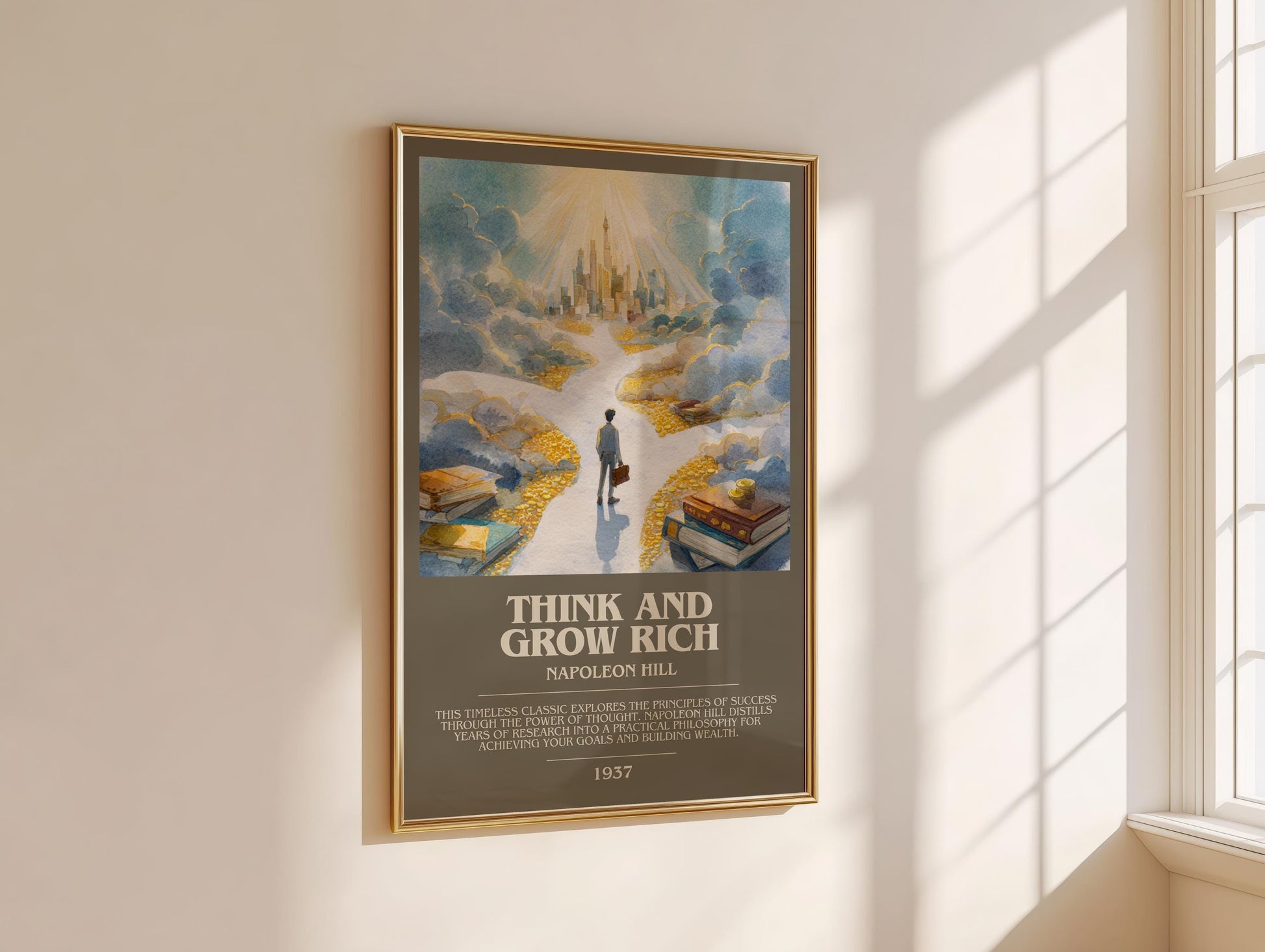 Think and Grow Rich bookish book poster framed on wall – non fiction wall art