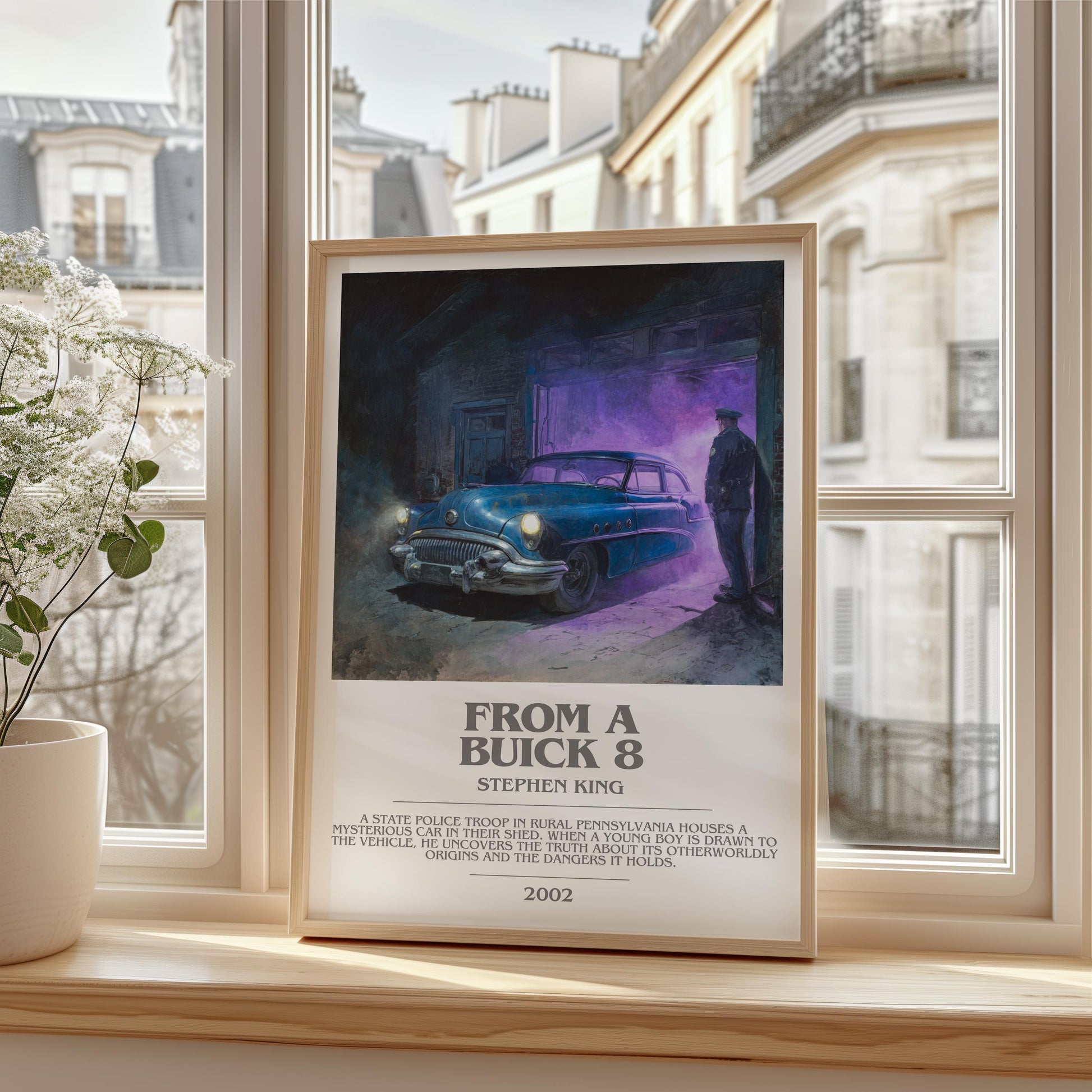 From a Buick 8 bookish print framed by window – literary home decor