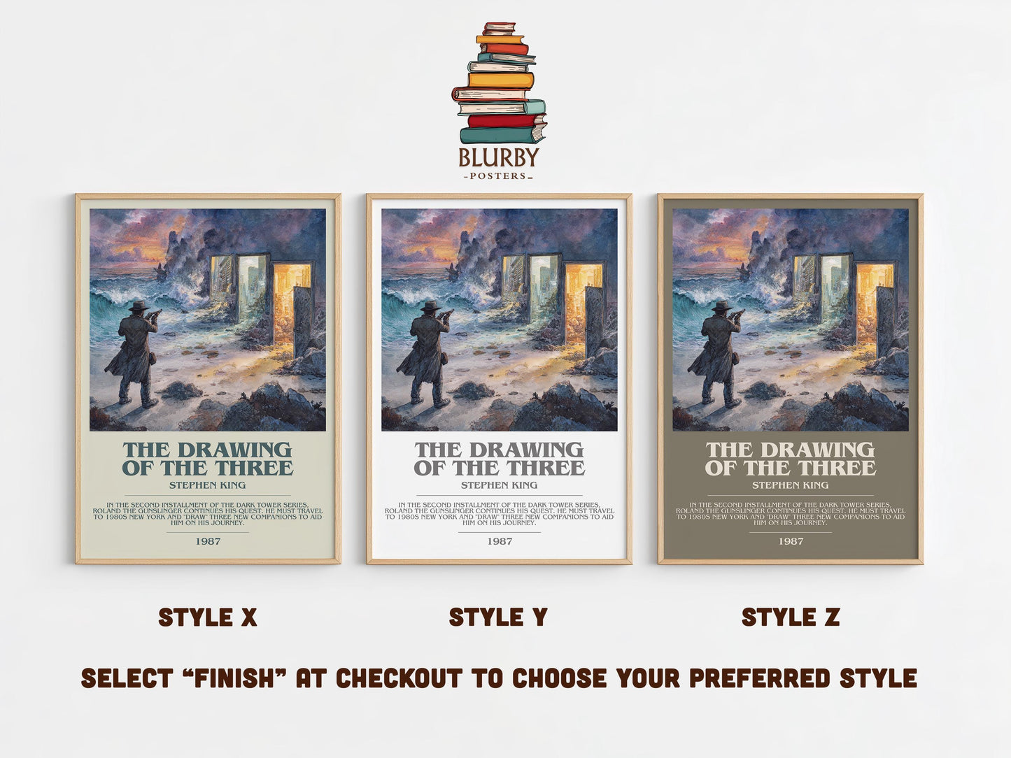 The Drawing of the Three bookish poster colour and style options – Stephen King book art