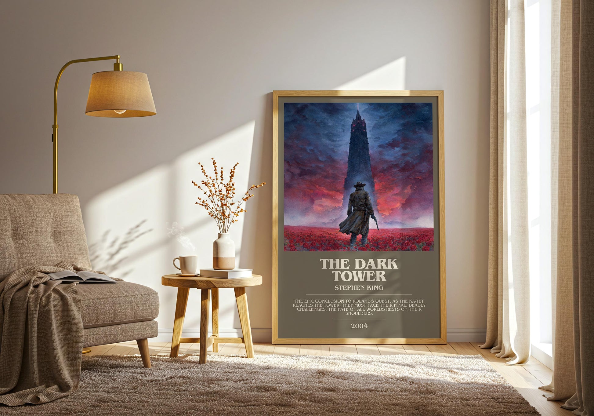 The Dark Tower bookish print on bookshelf – Stephen King fan gift