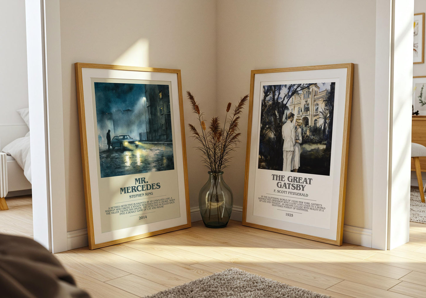 Mr. Mercedes bookish print on bookshelf – Stephen King fan gift