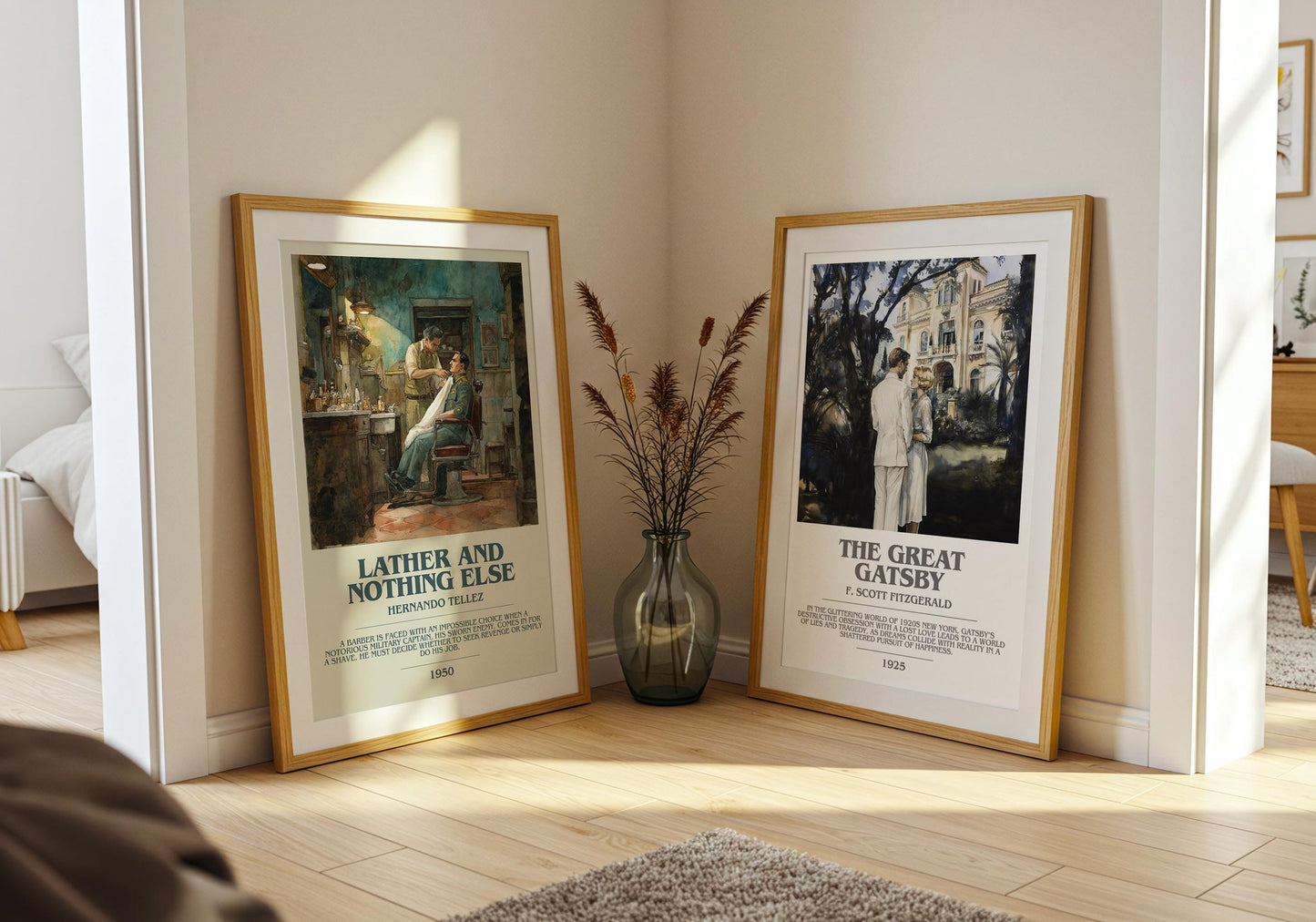 Lather And Nothing Else bookish print on bookshelf – Hernando Tellez fan gift