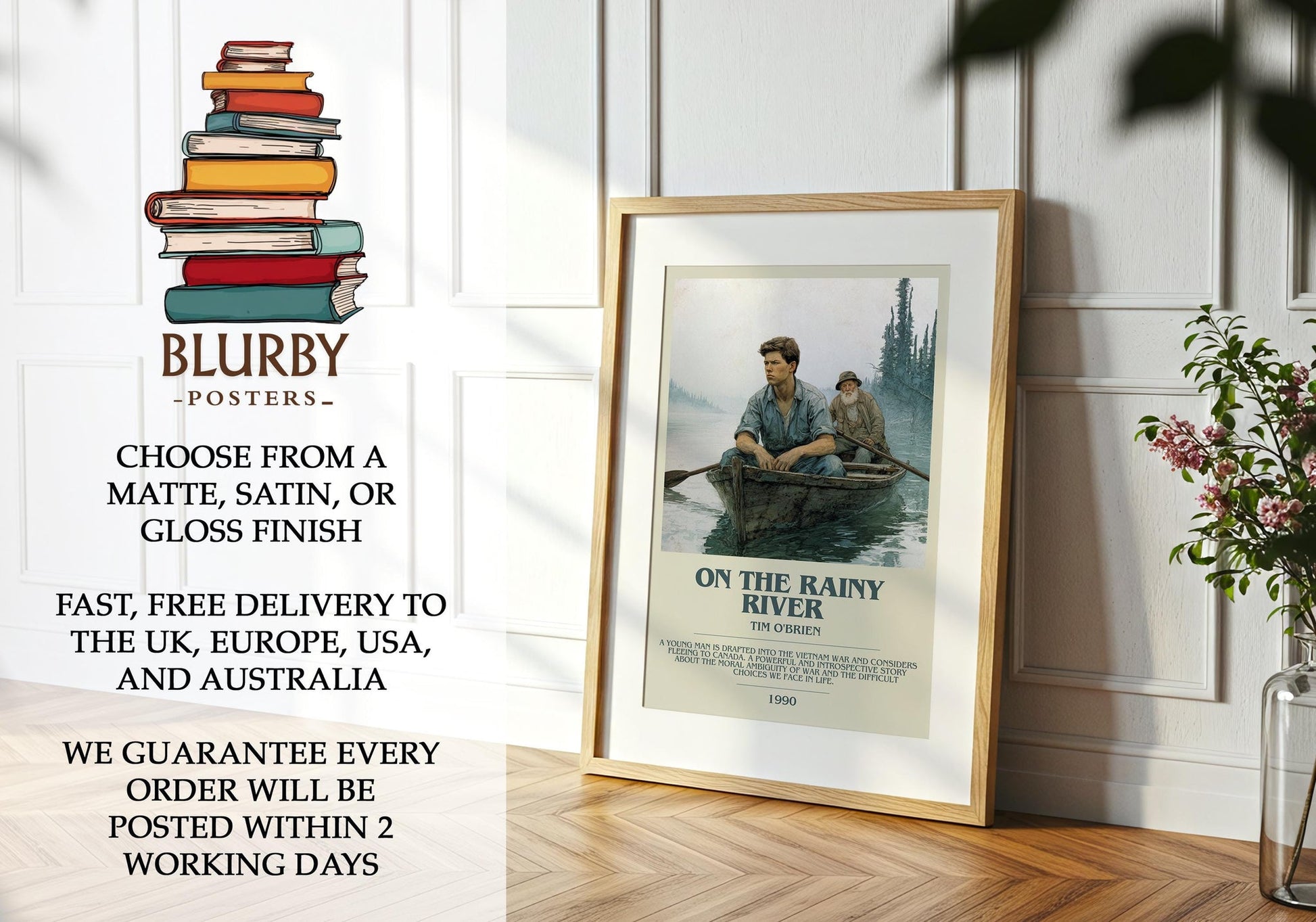 On The Rainy River book poster packaging – museum-quality print rolled in protective tube