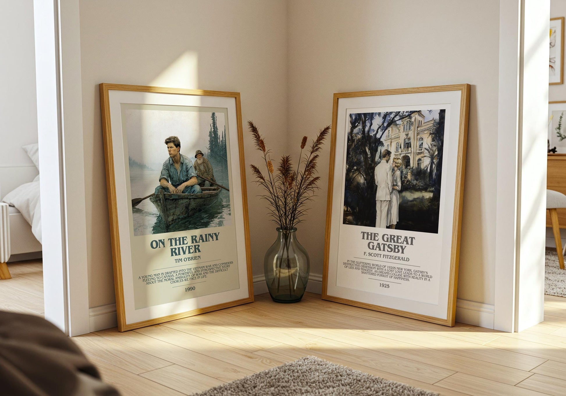 On The Rainy River bookish print on bookshelf – Tim O'Brien fan gift