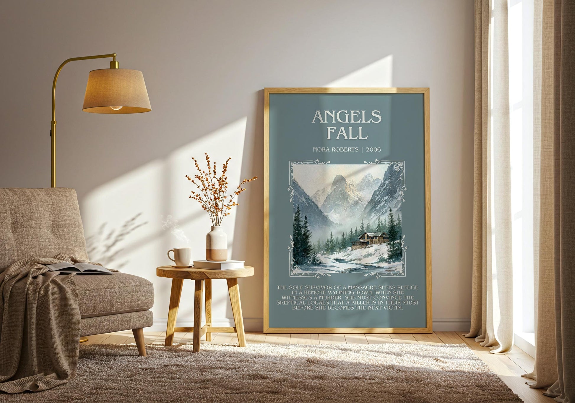 Angels Fall minimalist poster paper finish options – matte satin gloss