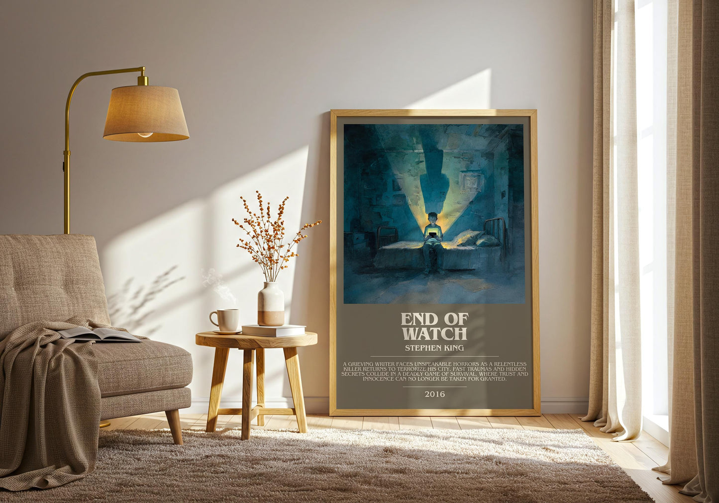 End of Watch bookish print on bookshelf – Stephen King fan gift
