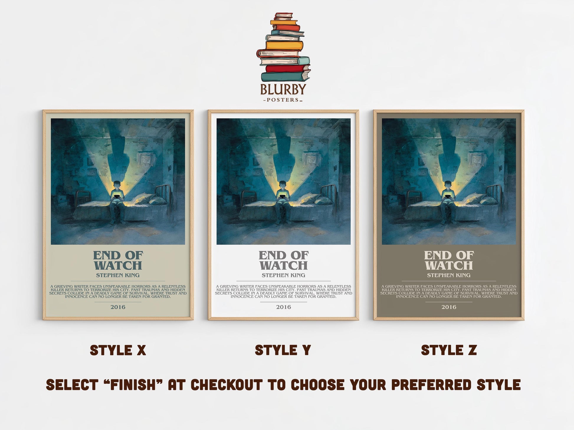 End of Watch bookish poster colour and style options – Stephen King book art