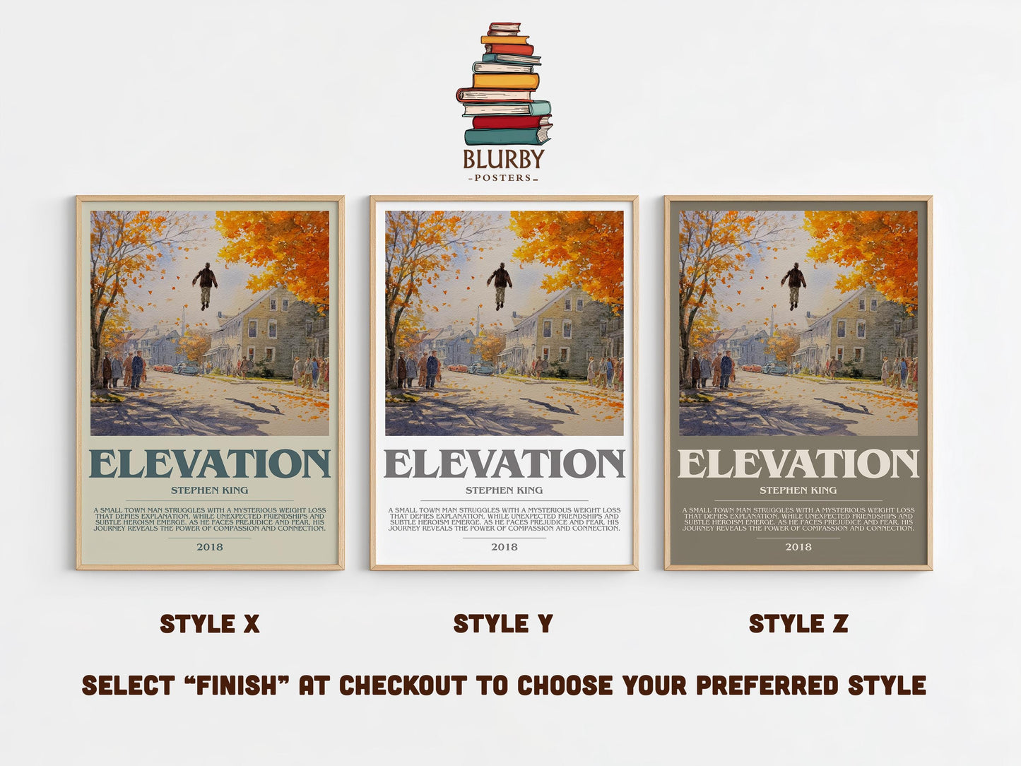 Elevation bookish poster colour and style options – Stephen King book art