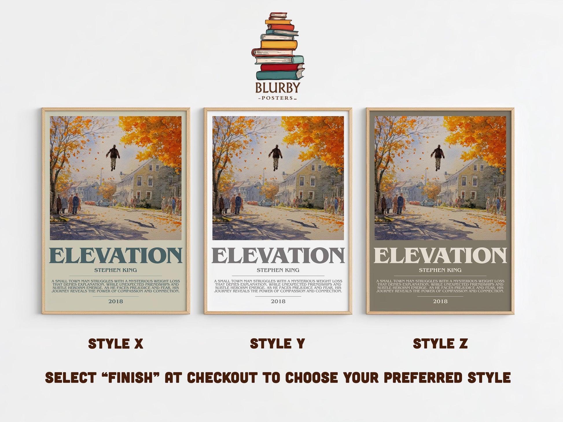 Elevation bookish poster colour and style options – Stephen King book art