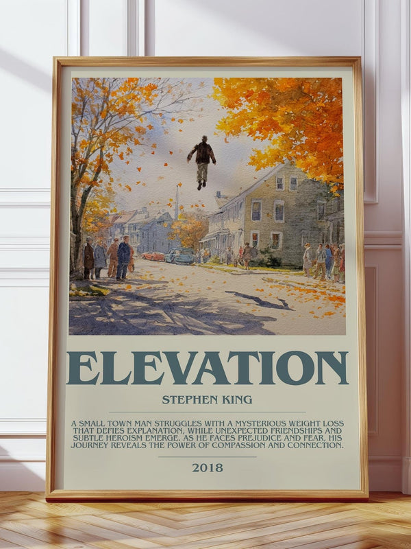 Elevation bookish print in frame leaning in hallway – horror wall art