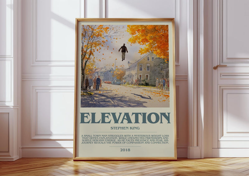 Elevation bookish print in frame leaning in hallway – horror wall art