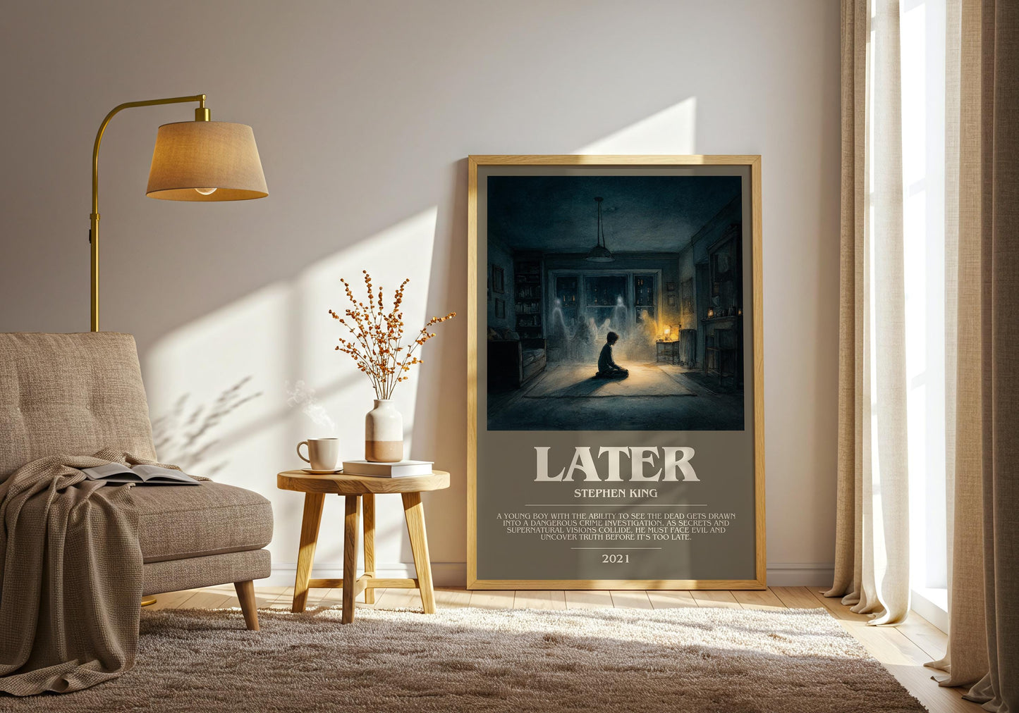 Later bookish print on bookshelf – Stephen King fan gift