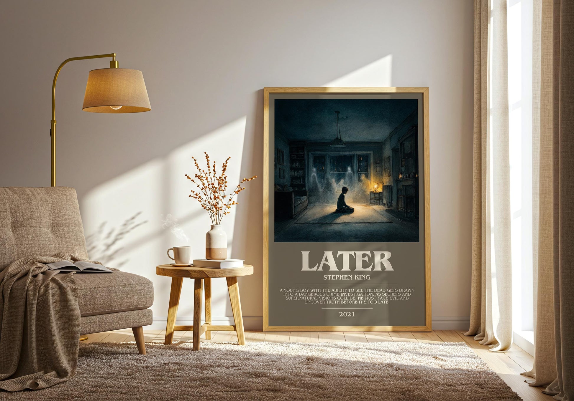 Later bookish print on bookshelf – Stephen King fan gift