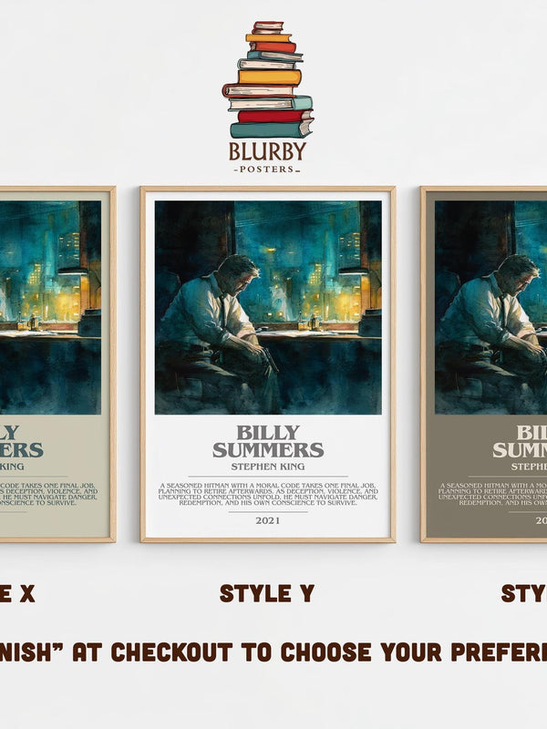 Billy Summers bookish poster colour and style options – Stephen King book art