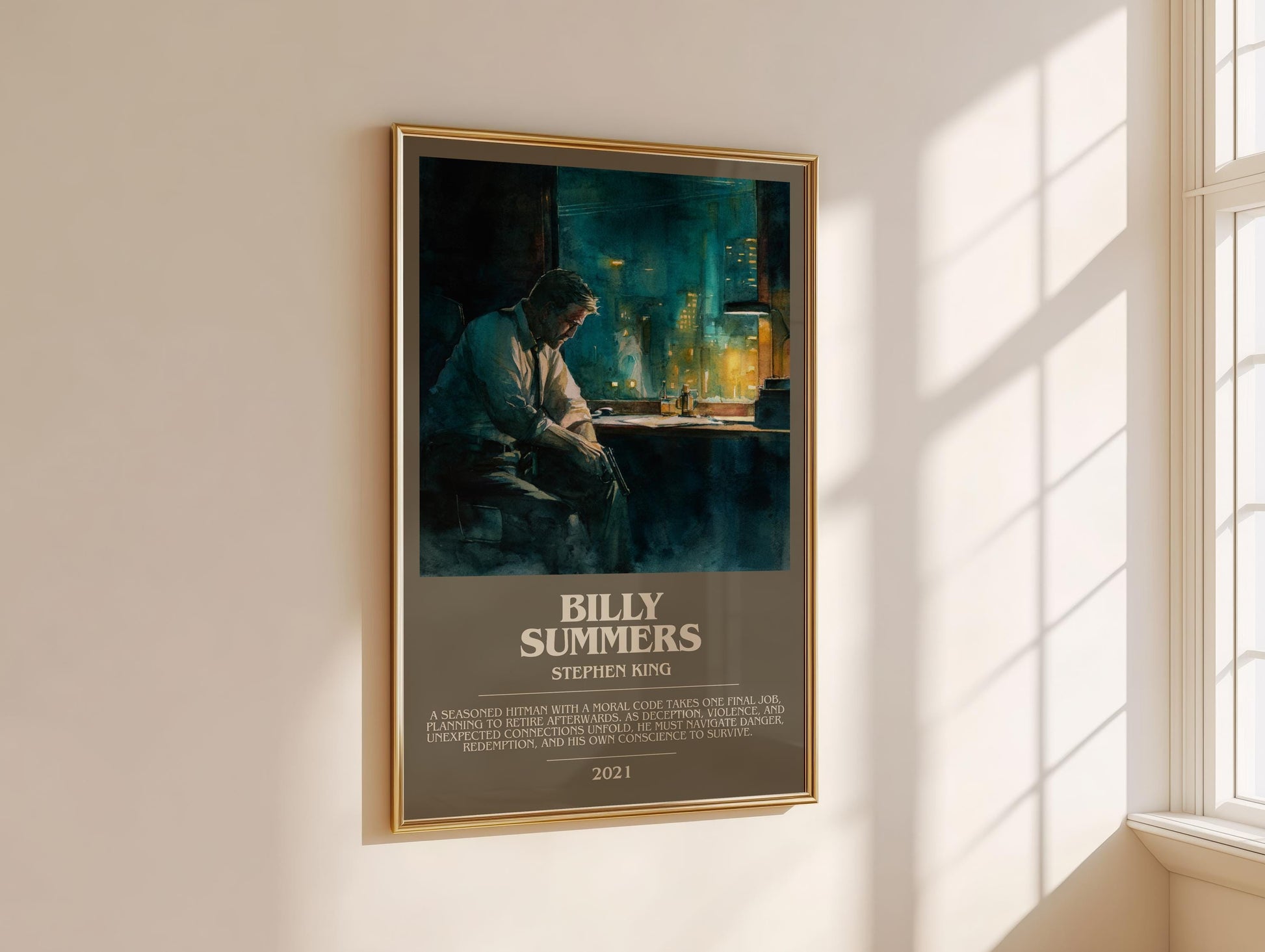 Billy Summers bookish book poster framed on wall – thriller wall art