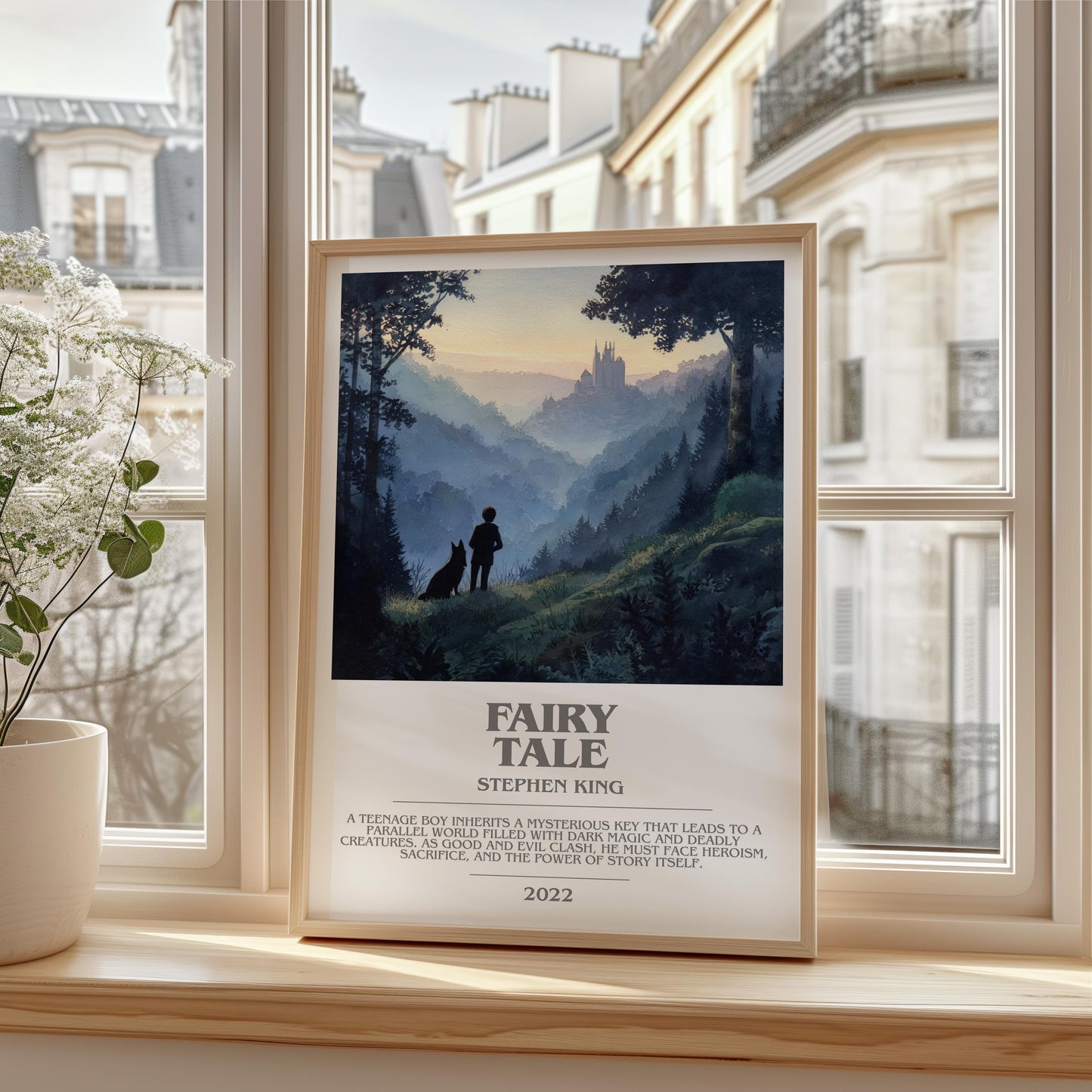 Fairy Tale bookish print framed by window – literary home decor