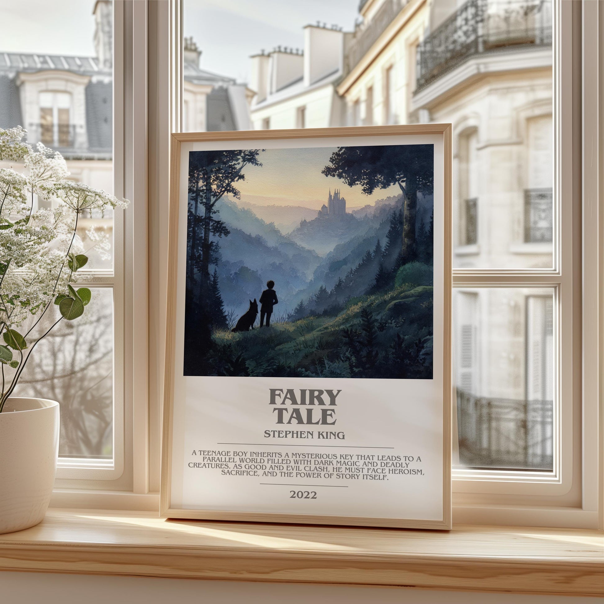 Fairy Tale bookish print framed by window – literary home decor