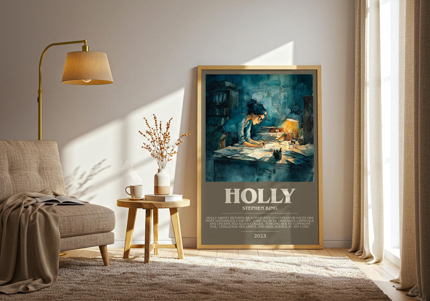 Holly bookish print on bookshelf – Stephen King fan gift