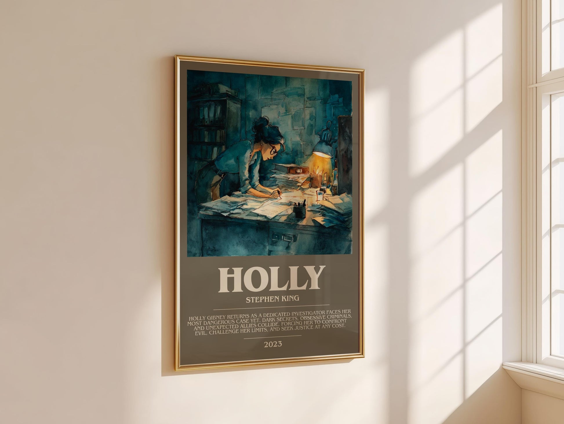 Holly bookish book poster framed on wall – thriller wall art